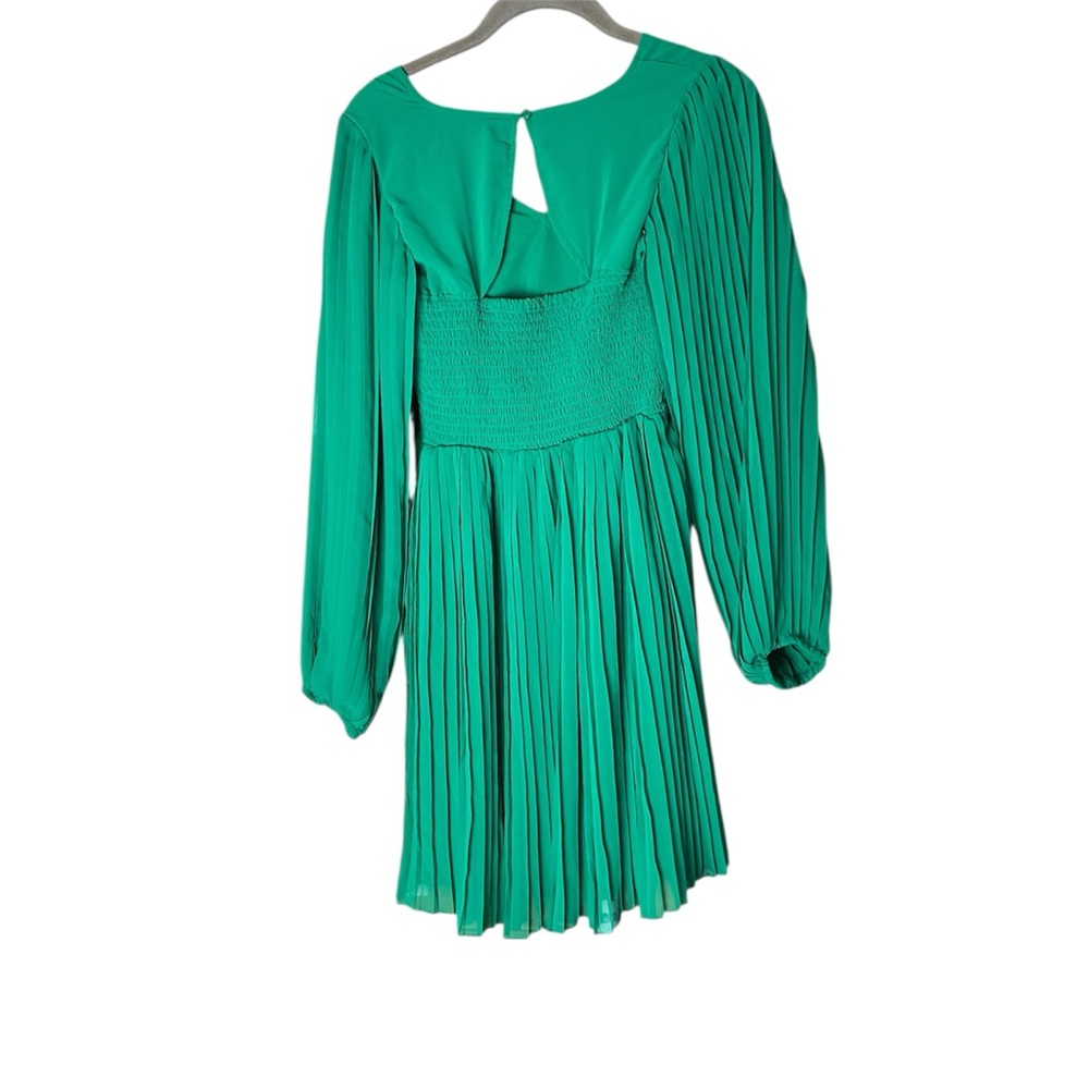 Jessica Simpson Emerald Green Pleated Tie Waist Mini Dress NWT - Picture 2 of 3